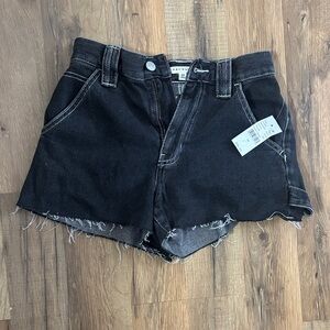 PacSun Black Jean Shorts with Frayed Hem